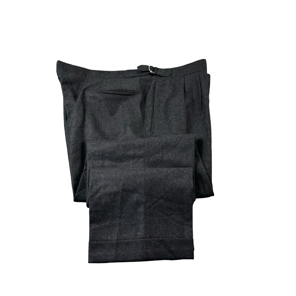 Paul Stuart Gray Pleated Adjustable Side Tab Wool Cashmere Trouser Size 42x30